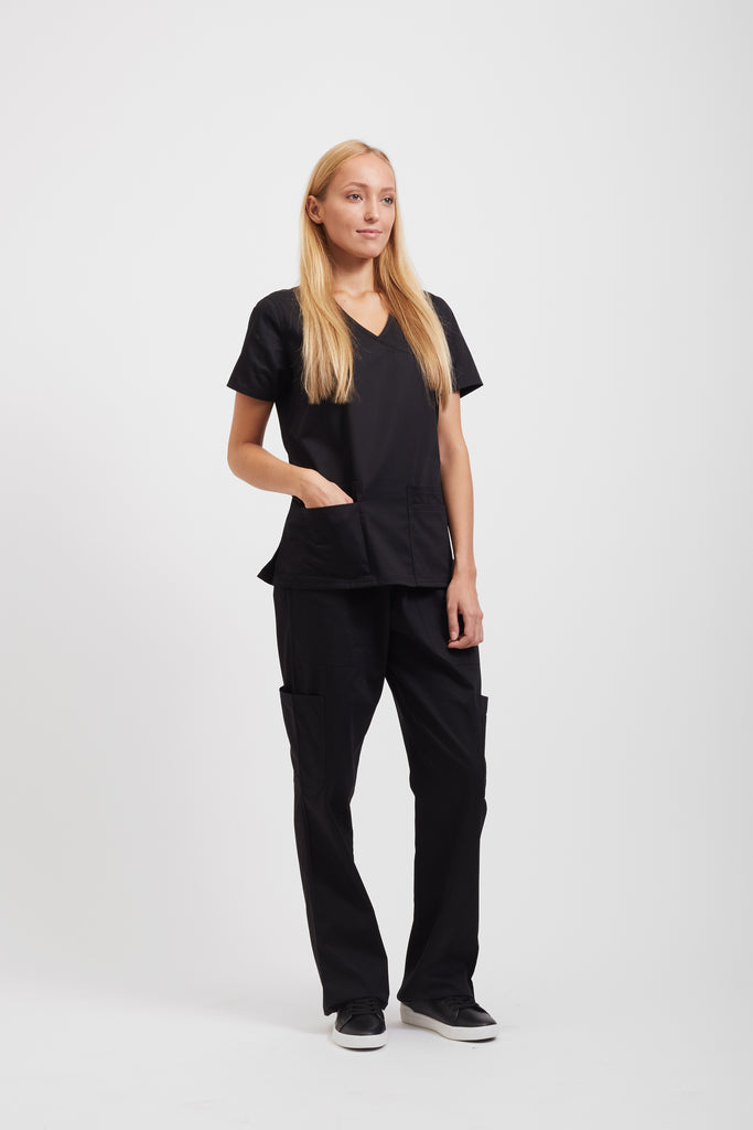 Black Designer Scrub Set for Women 