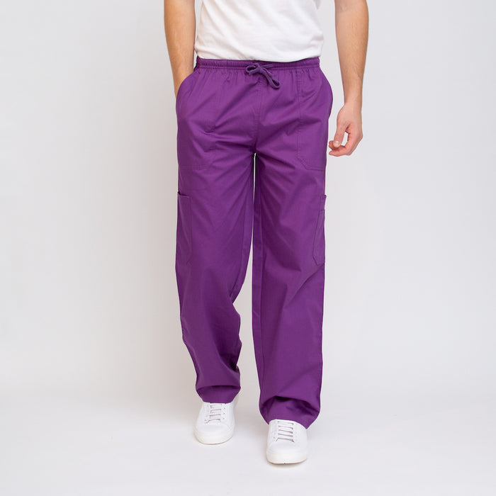 Purple Elastic Waist Classic Fit Scrub Bottoms